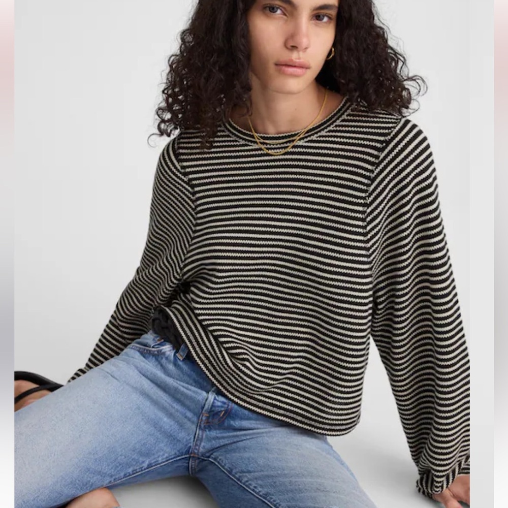 Madewell Striped Curved Long-Sleeve Tee
